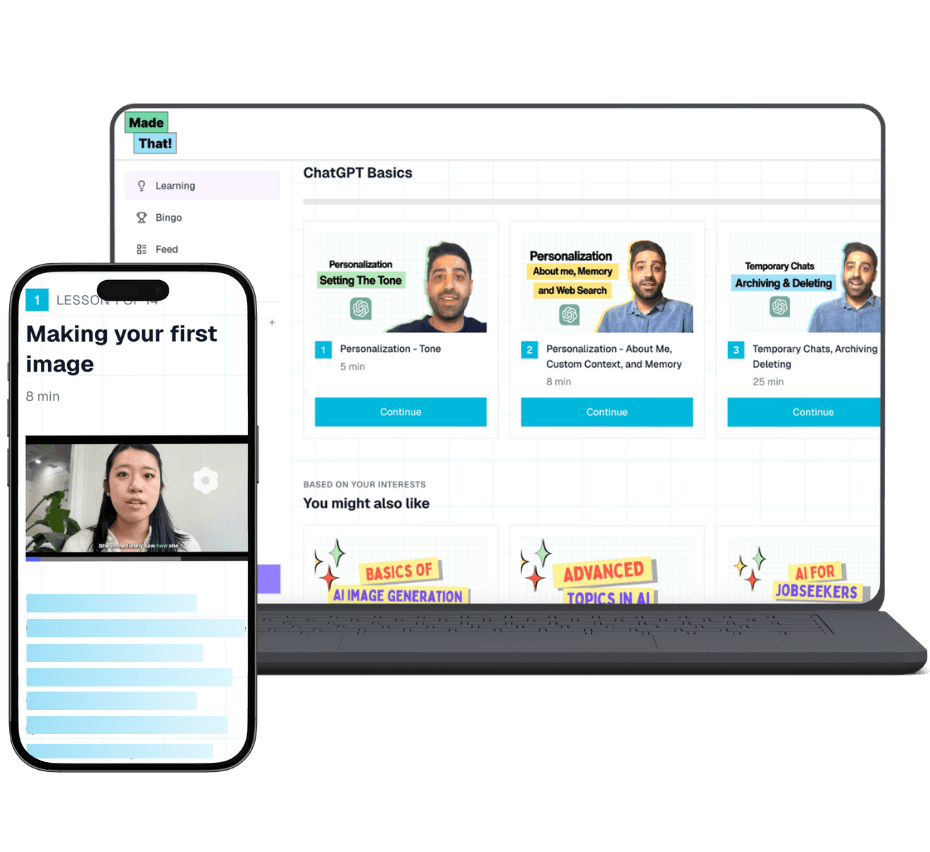 Made That desktop and mobile view